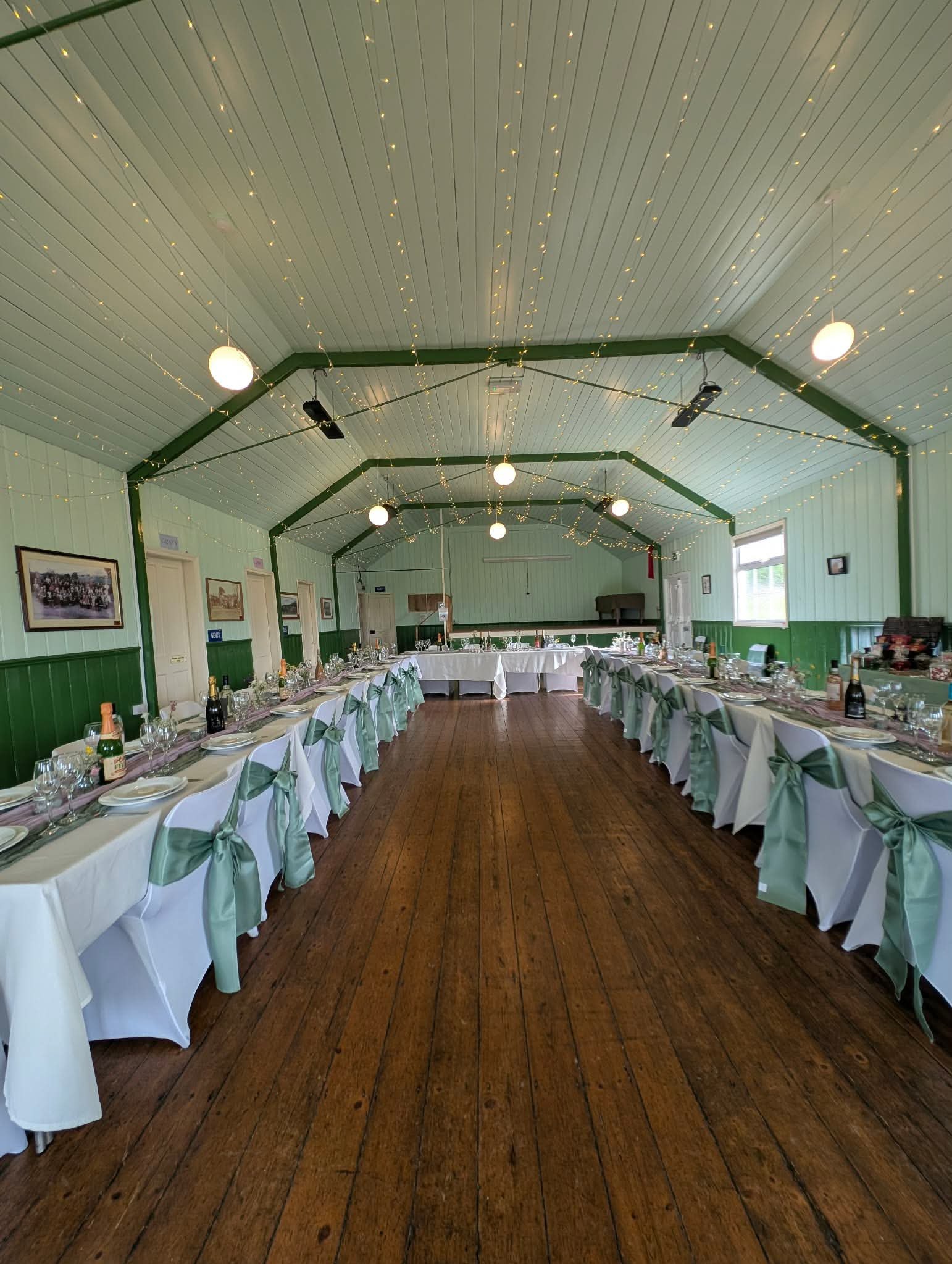 Alternative wedding reception table arrangement at Musgrave Parish Institute